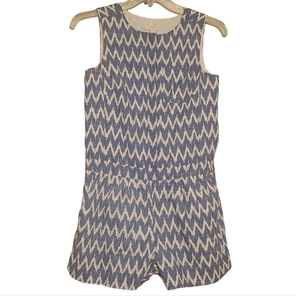 J. Crew Factory | Women's Zig Zag Print Buttoned Pocketed Shorts Romper (Size 4) - Picture 2 of 13